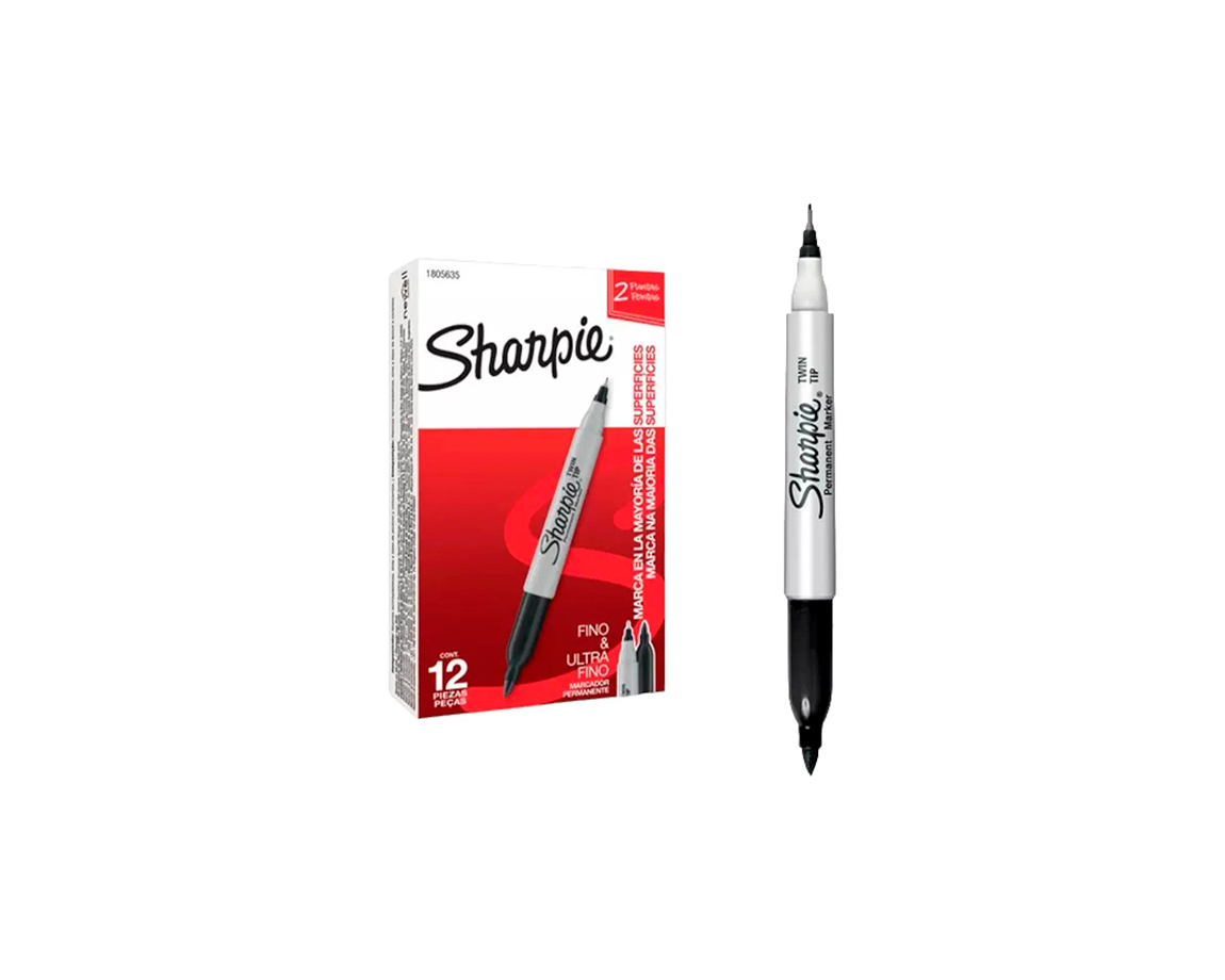 MARCADOR SHARPIE FINO x 12 U. 2 S/C NEGRO PUNTA FINA