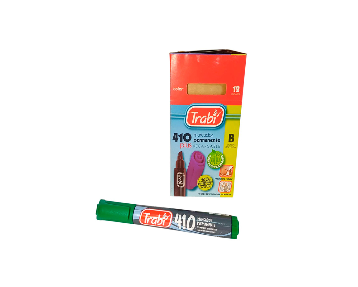 MARCADOR TRABI 410 VERDE PERMA P/BISE