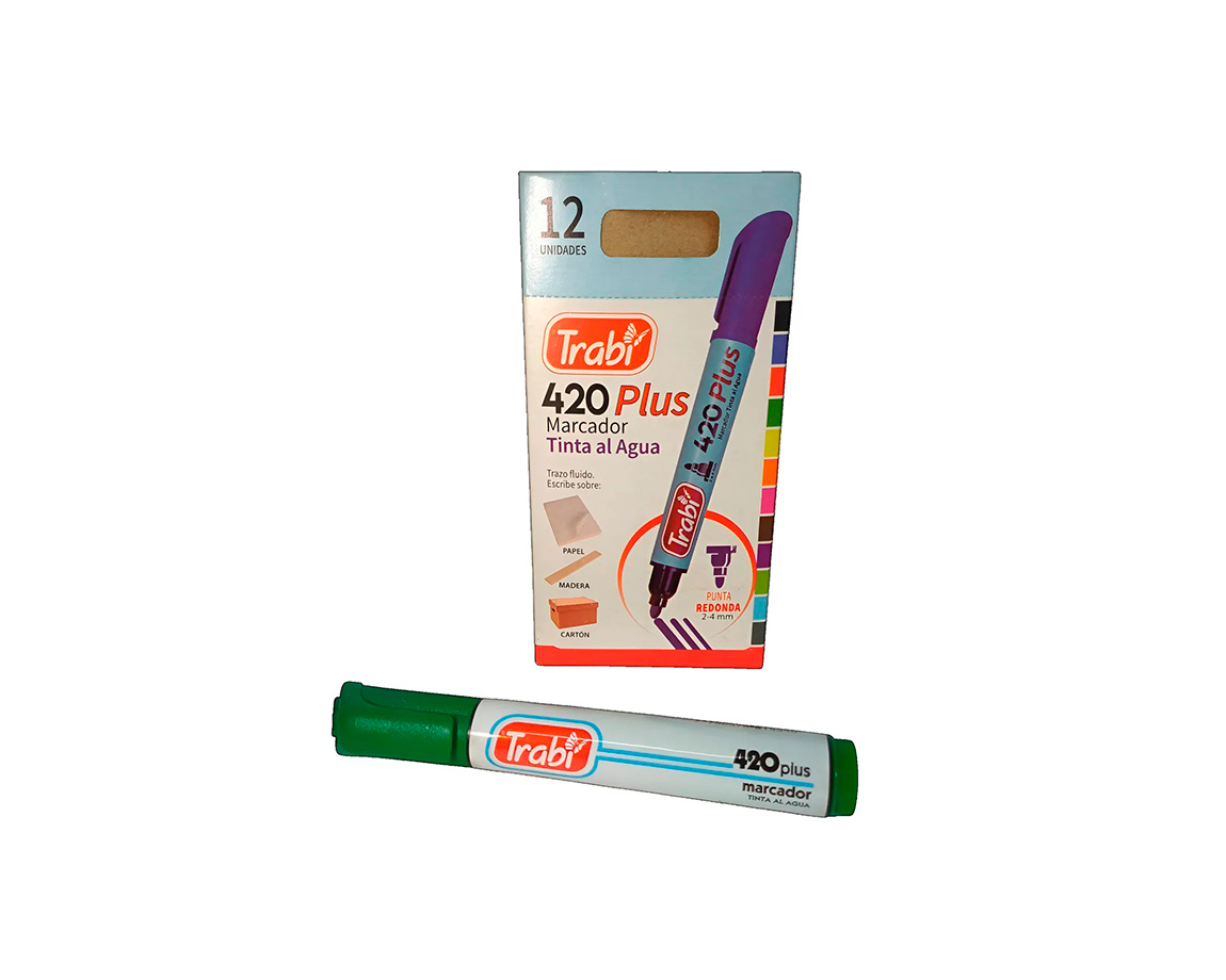 MARCADOR TRABI 420 VERDE AL AGUA P/RED