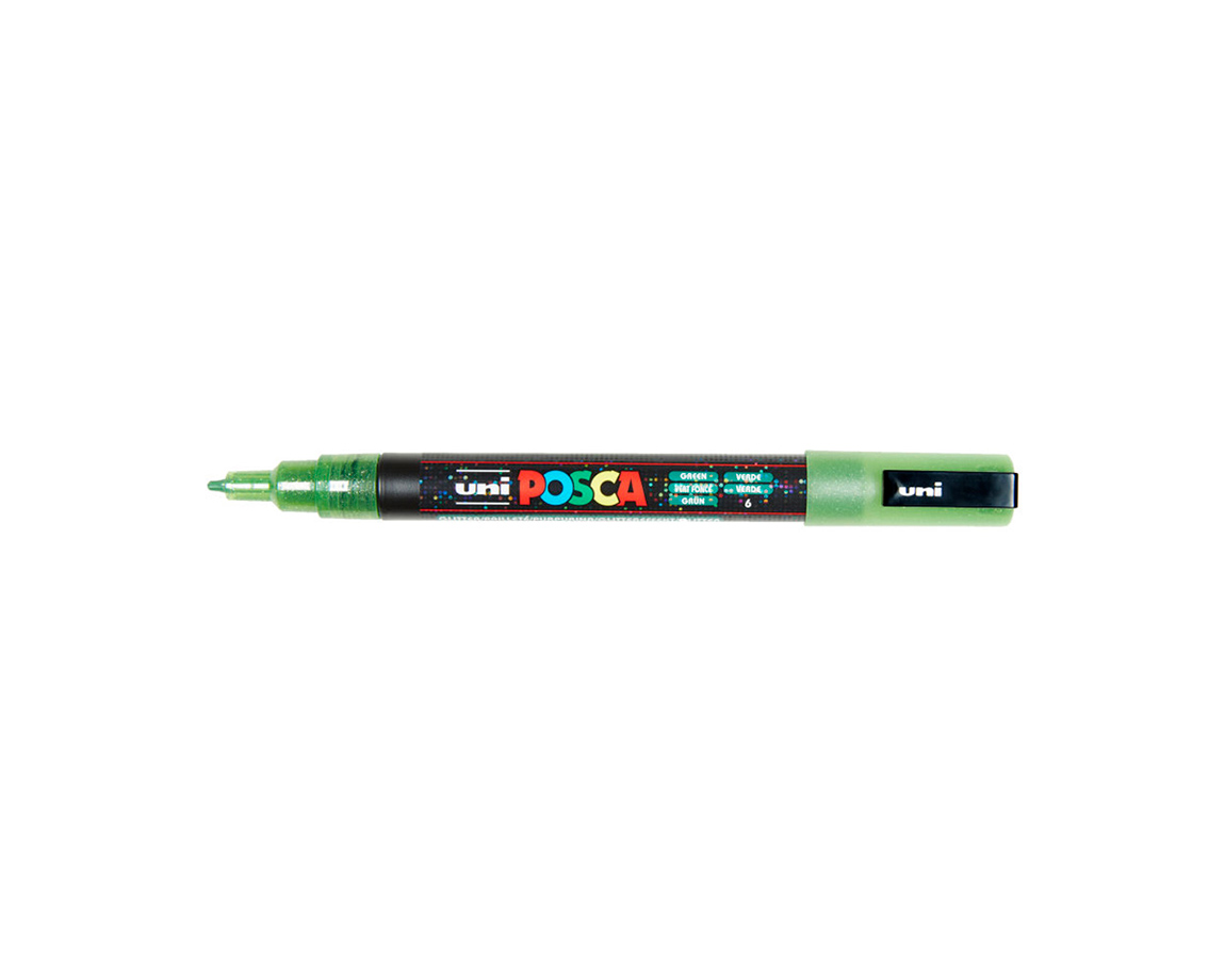 MARCADOR UNI POSCA PC-3M P. MED. GLITTER VERDE