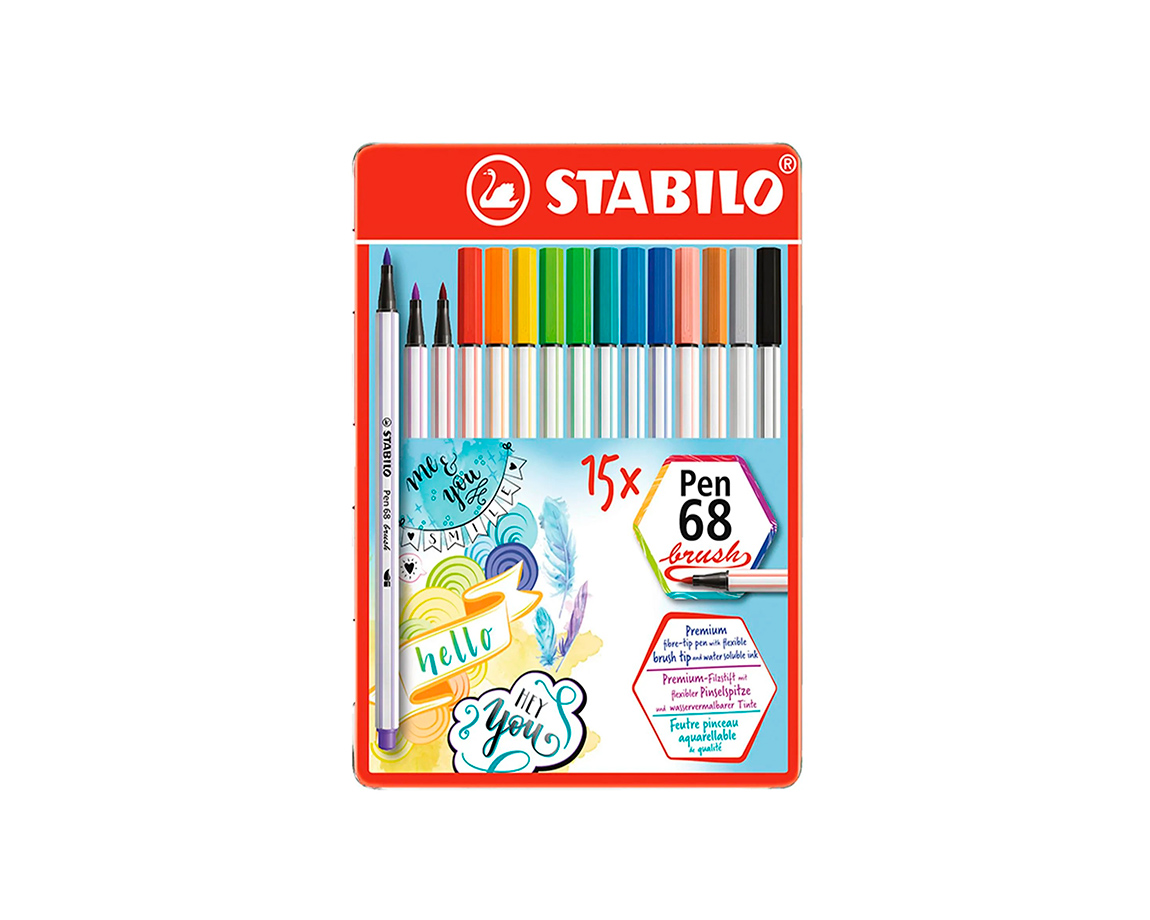 MARCADOR STABILO PEN 68 x 15 UNID. BRUSH LATA (568/15-32)