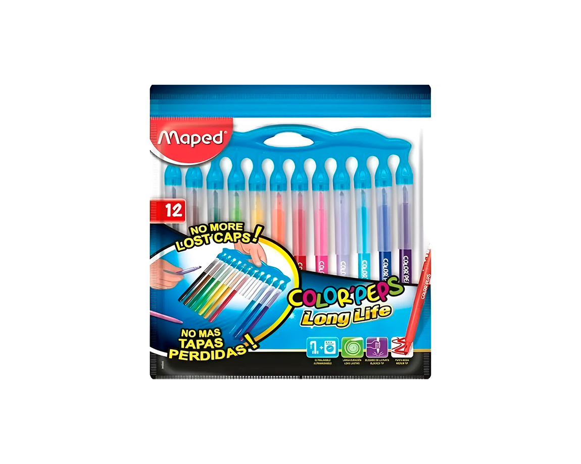 MARCADOR MAPED COLOR PEPS x 12 U. LONG LIFE