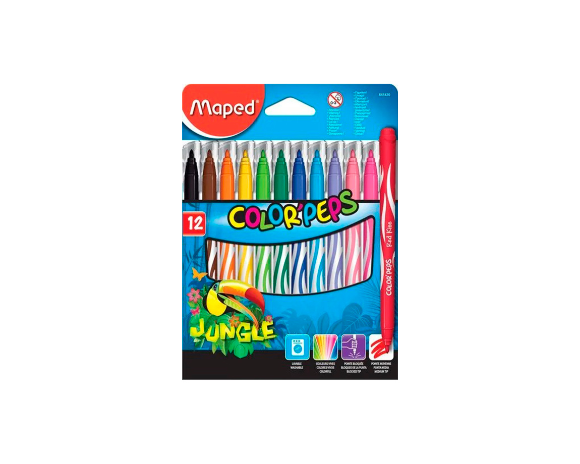 MARCADOR MAPED JUNGLE x 12 U.