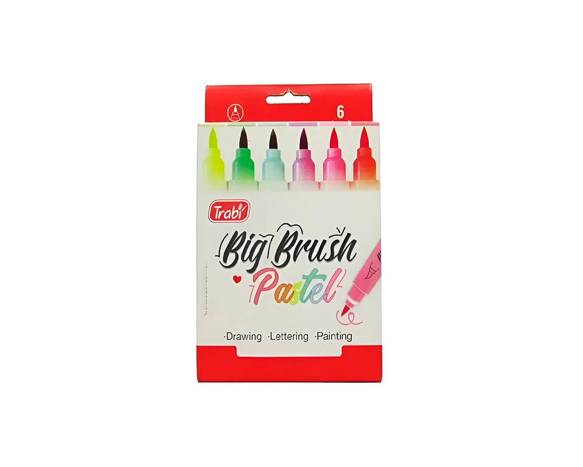 MARCADOR TRABI BIG BRUSH PASTEL ESTUCHE x 6 U.