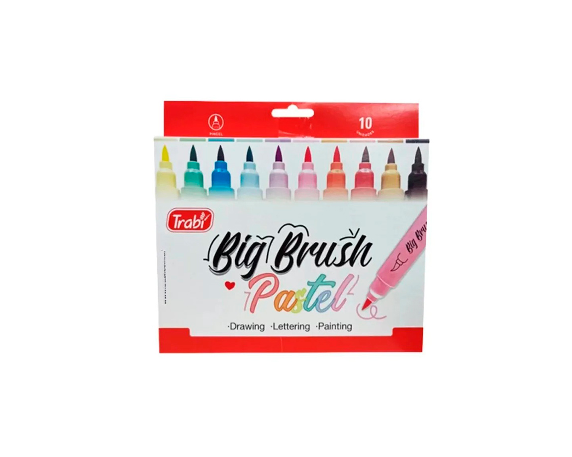 MARCADOR TRABI BIG BRUSH PASTEL ESTUCHE x 10 U.