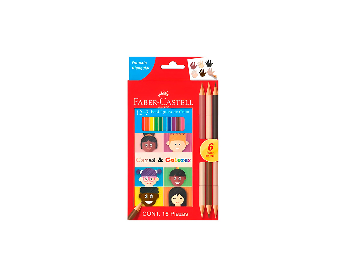 PINTURITAS FABER CARTON x12+3 CARAS Y COLORES
