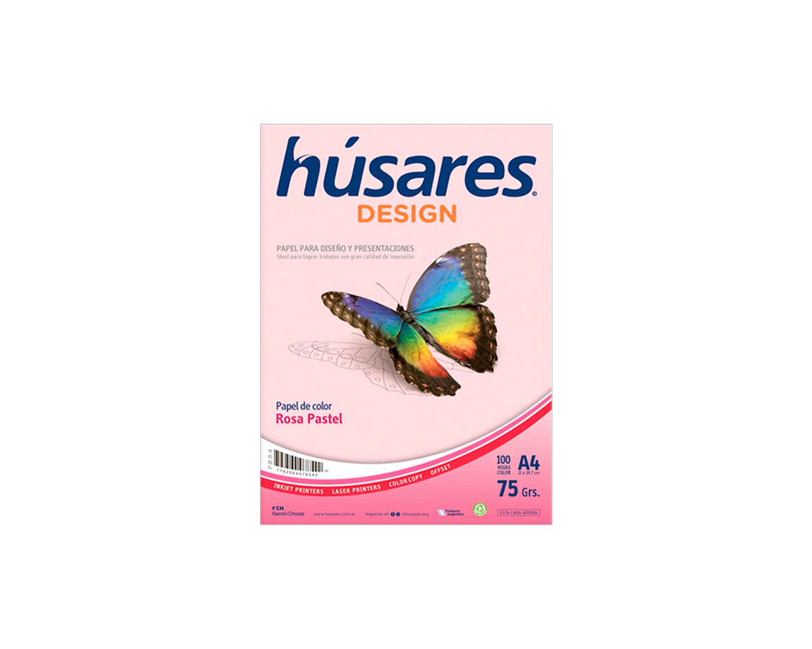 PAPEL RESMA HUSARES 7854 A4 75 GS 100hjs ROSA PASTEL