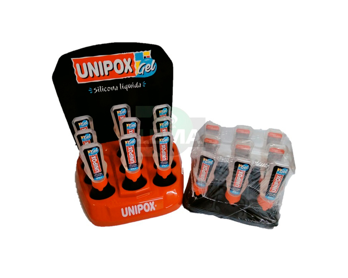 PEGAMENTOS UNI POX GEL x24 ML. x18U. S/C EXHIB.