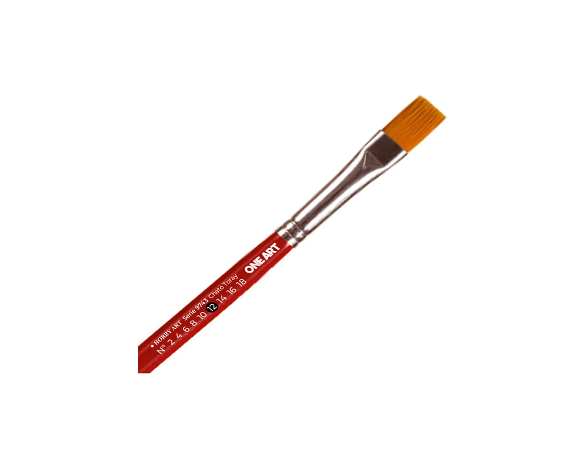 PINCEL HOBBY S-9743 Nro 12 SINTETICO CHATO x 6 unid.