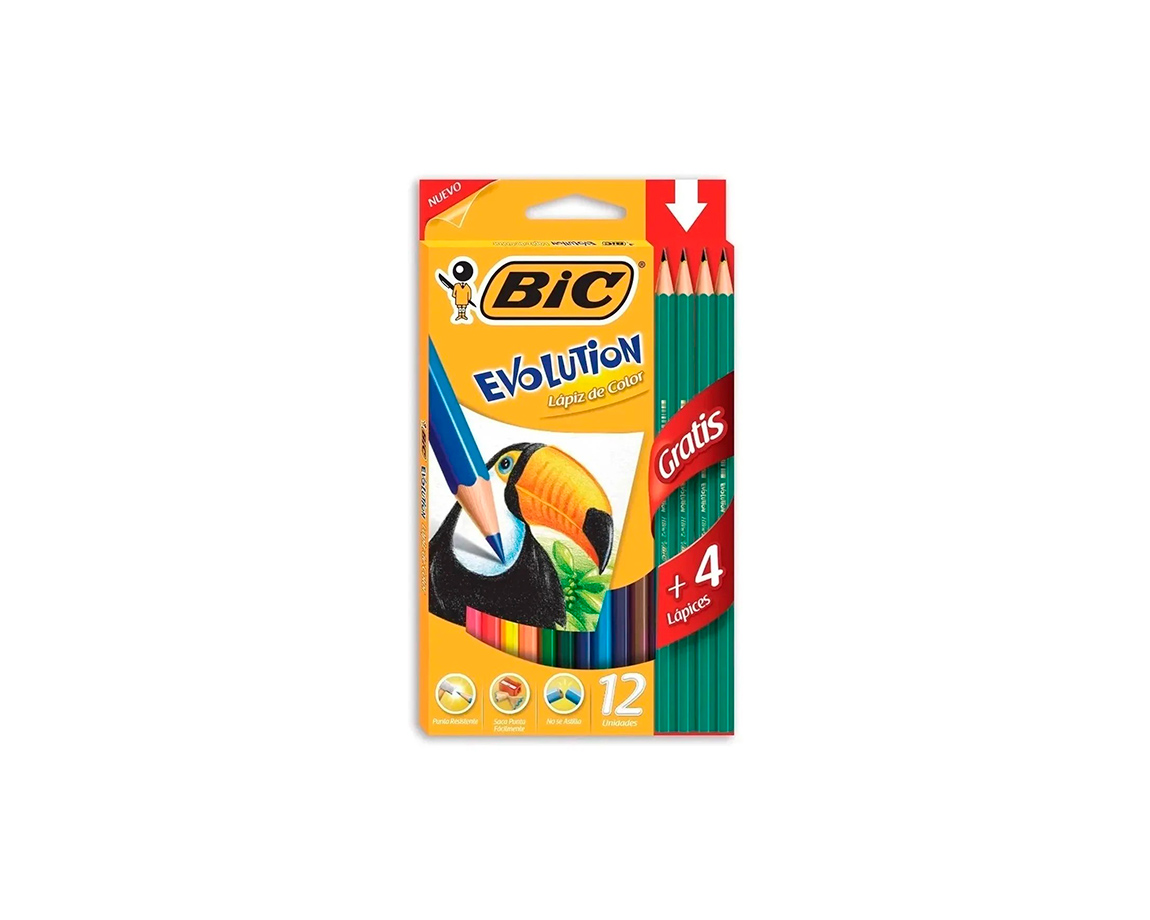PINTURITAS BIC EVOLUTION x12 COL L + 4 GRAF
