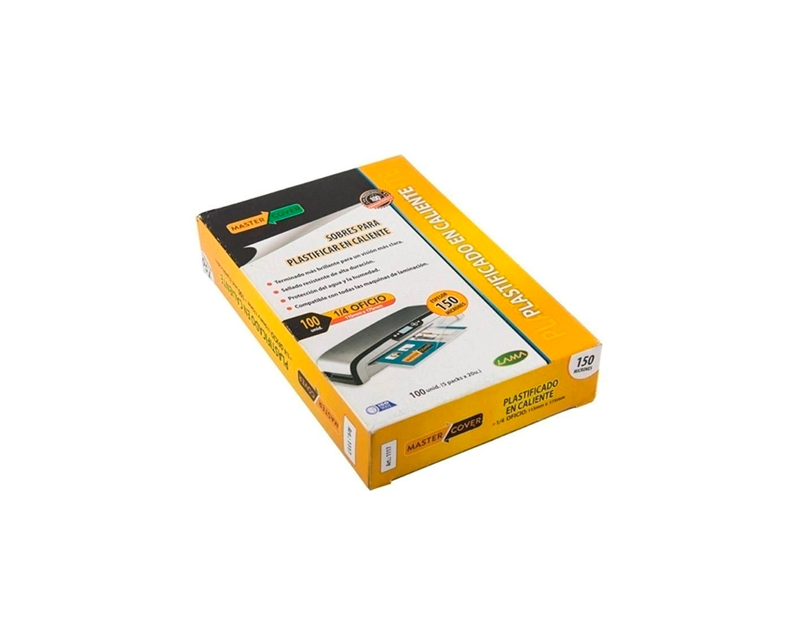 PLASTIFICACION LAMA 150 MIC 115 x 175  100 U.  1/4 OFICIO