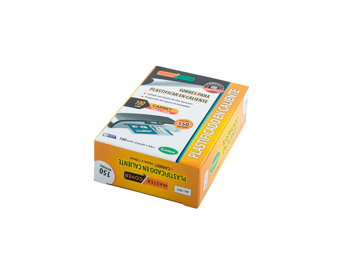 PLASTIFICACION LAMA 150 MIC  90 x 130  100 U. CARNET