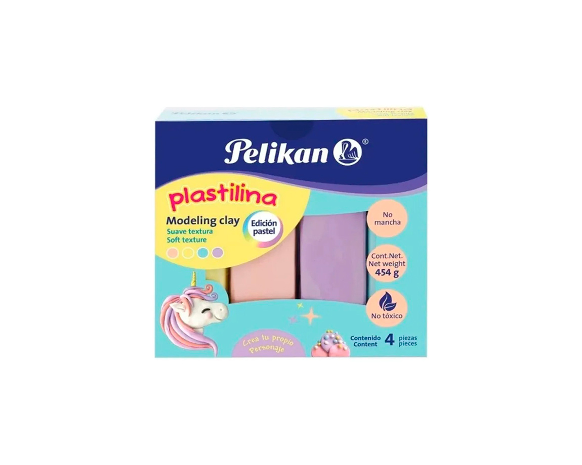 PLASTILINA PELIKAN x 4 U. 454 GS PASTEL SURTIDA