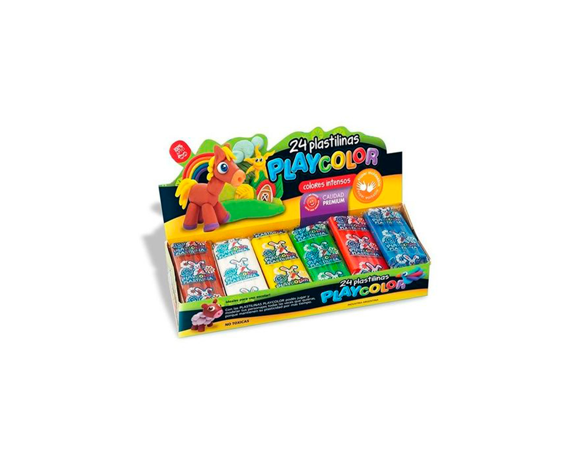 PLASTILINA PLAYCOLOR CAJA x24 BARRAS SURTIDO