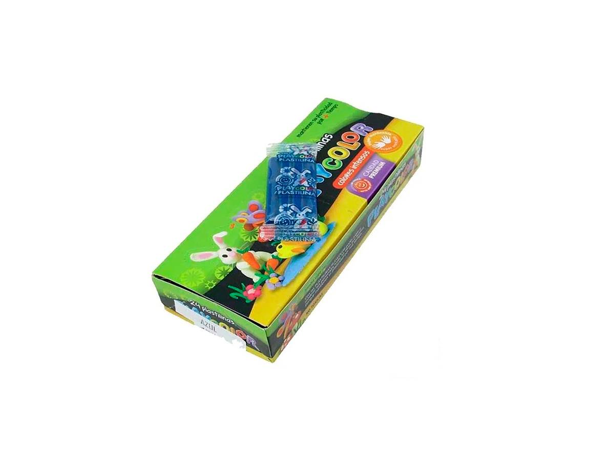 PLASTILINA PLAYCOLOR CAJA x24 BARRAS AZUL