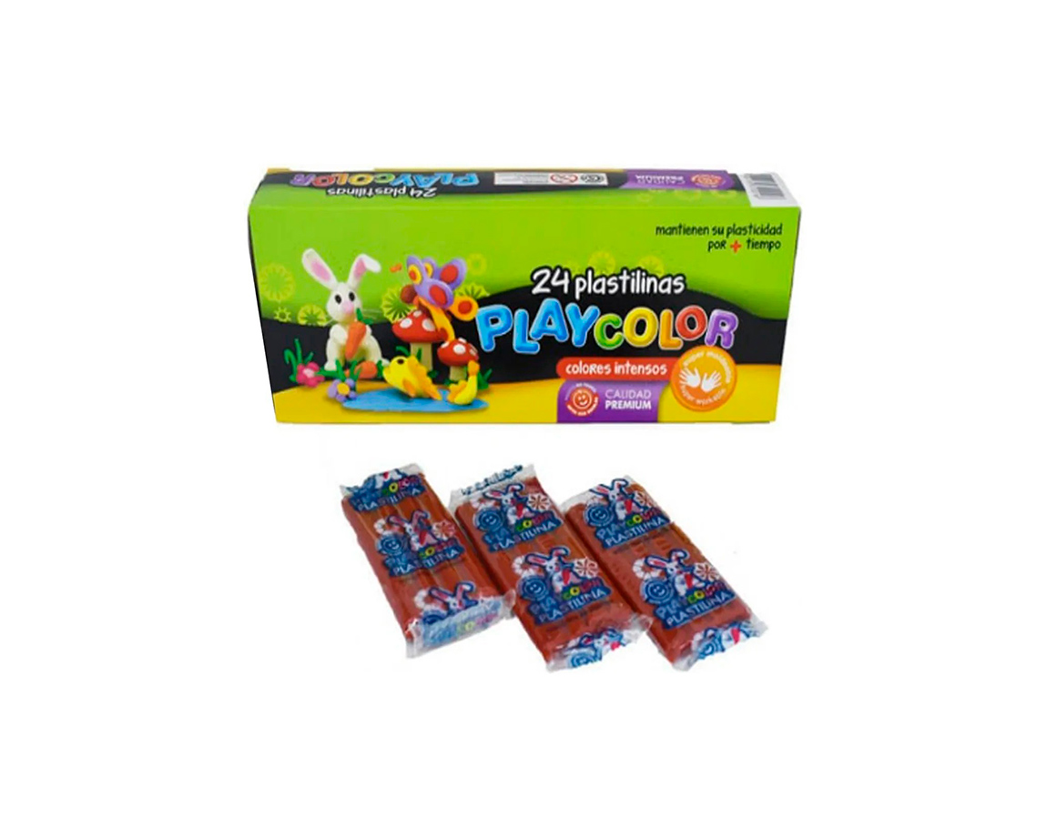 PLASTILINA PLAYCOLOR CAJA x24 BARRAS MARRON