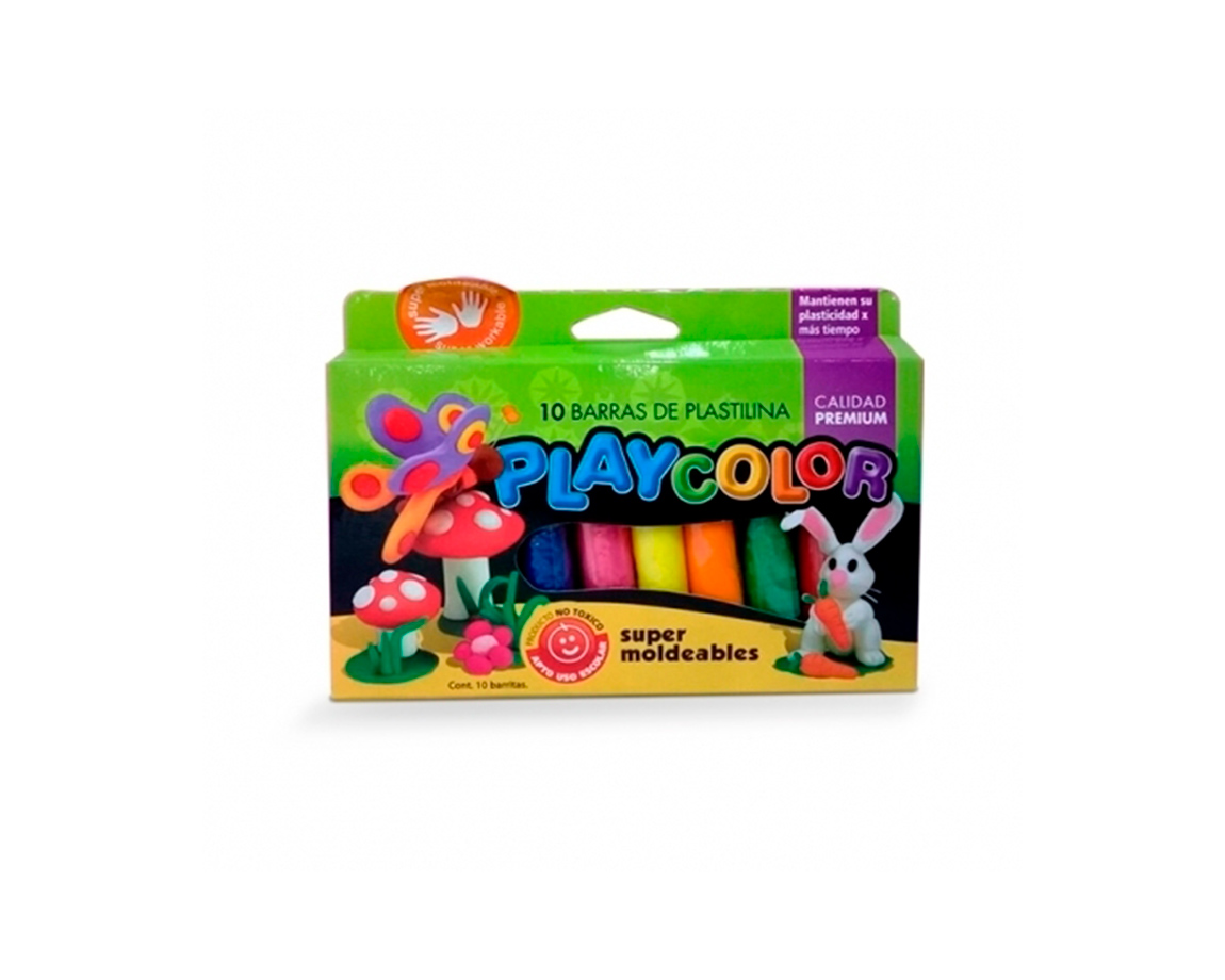 PLASTILINA PLAYCOLOR CAJA x10 BARRAS SURTIDAS