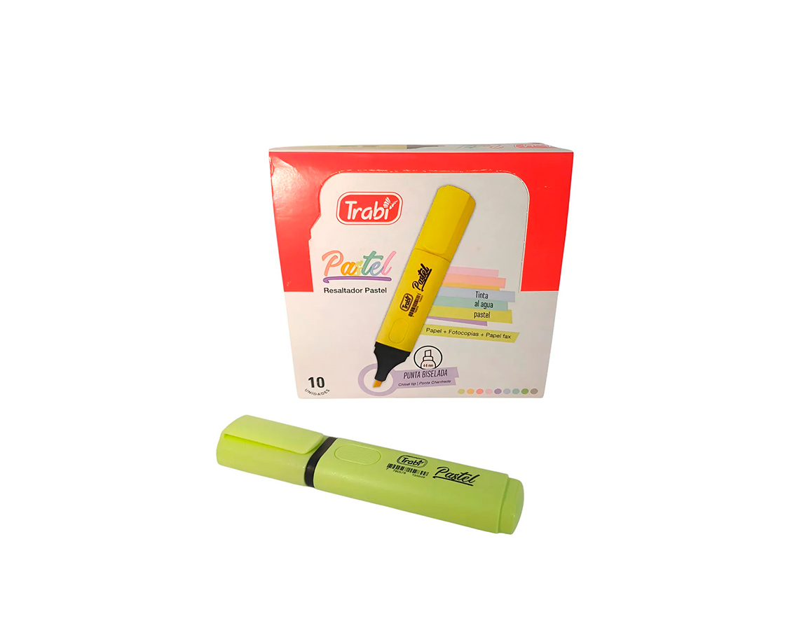 RESALTADOR TRABI PASTEL VERDE x 10 U.