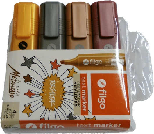 RESALTADOR FILGO CHATO x 4 U. METAL. SURT.