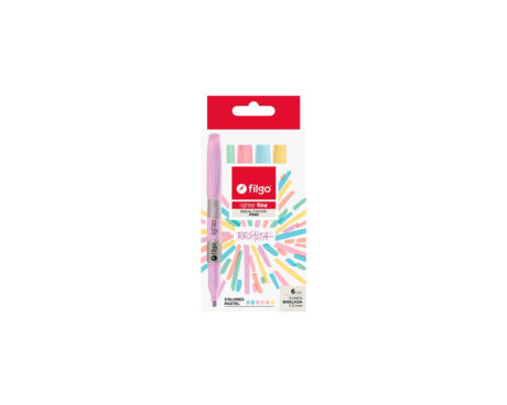 RESALTADOR FILGO FINO CLIP PASTEL BLIS. x 6 UNID.