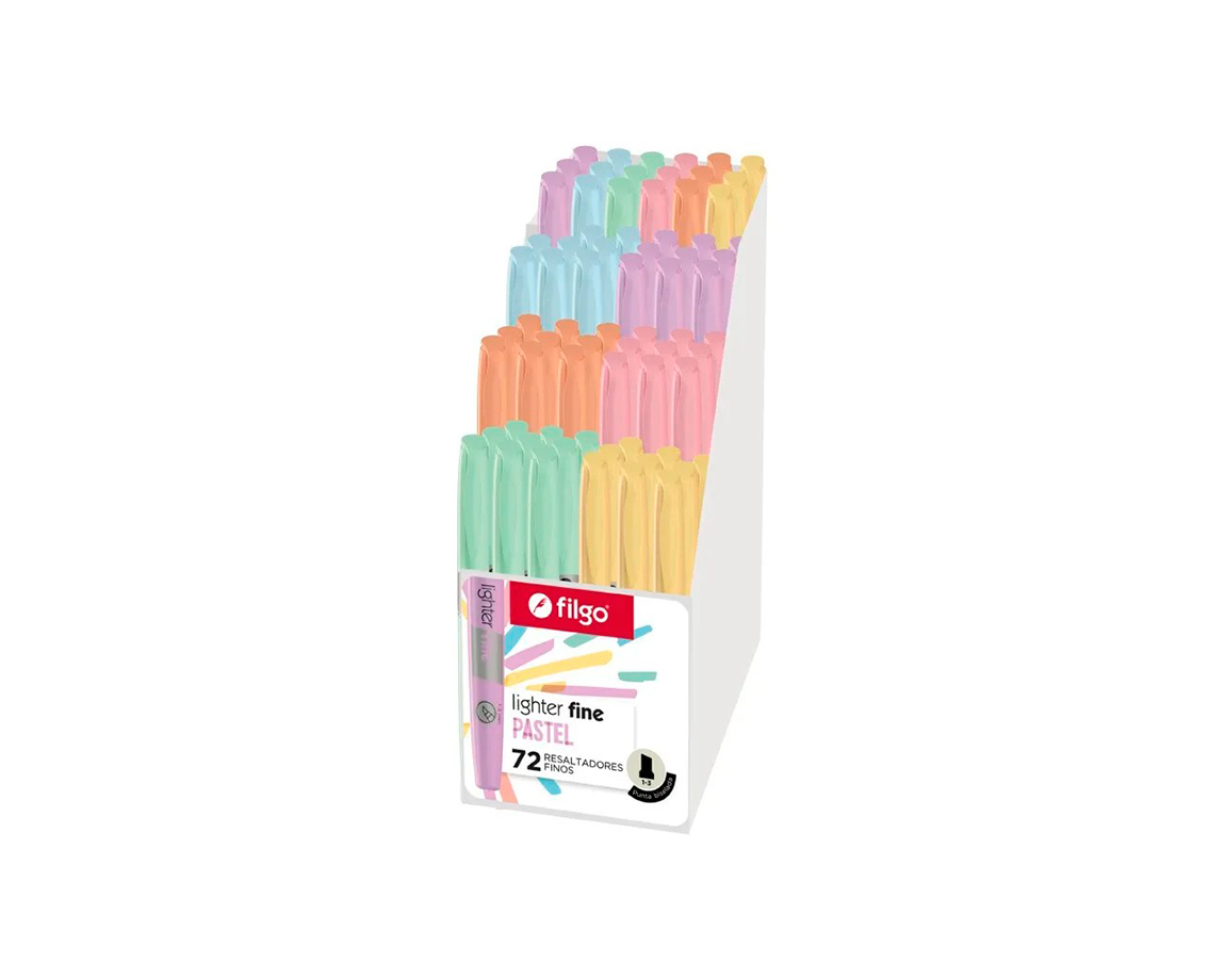 RESALTADOR FILGO FINO CLIP PASTEL x 72 UNID