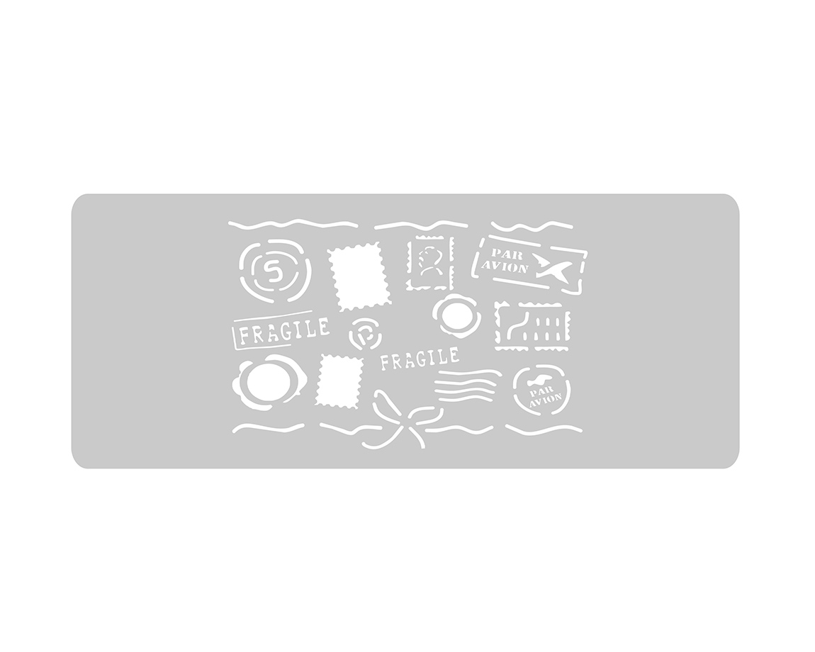 STENCIL EQARTE 13.5x30 CM Nro 58 ESTAMPILLAS