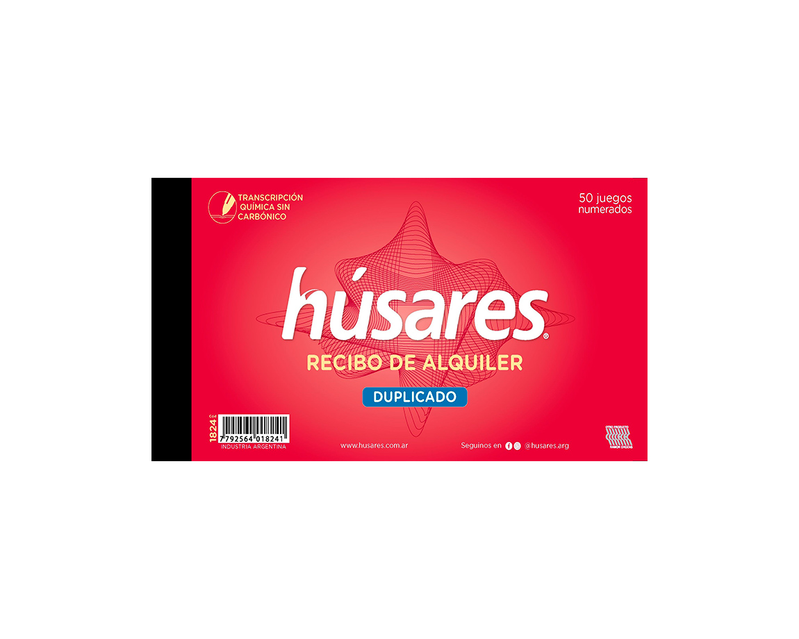TALONARIO HUSARES 1824 RECIBO DE ALQUILER