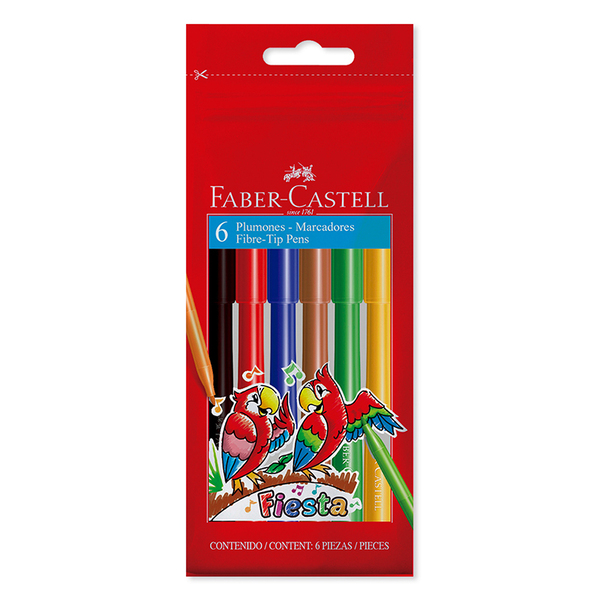 MARCADOR FABER ESCOLAR x  6 UNID. FIESTA CARTON (555302)