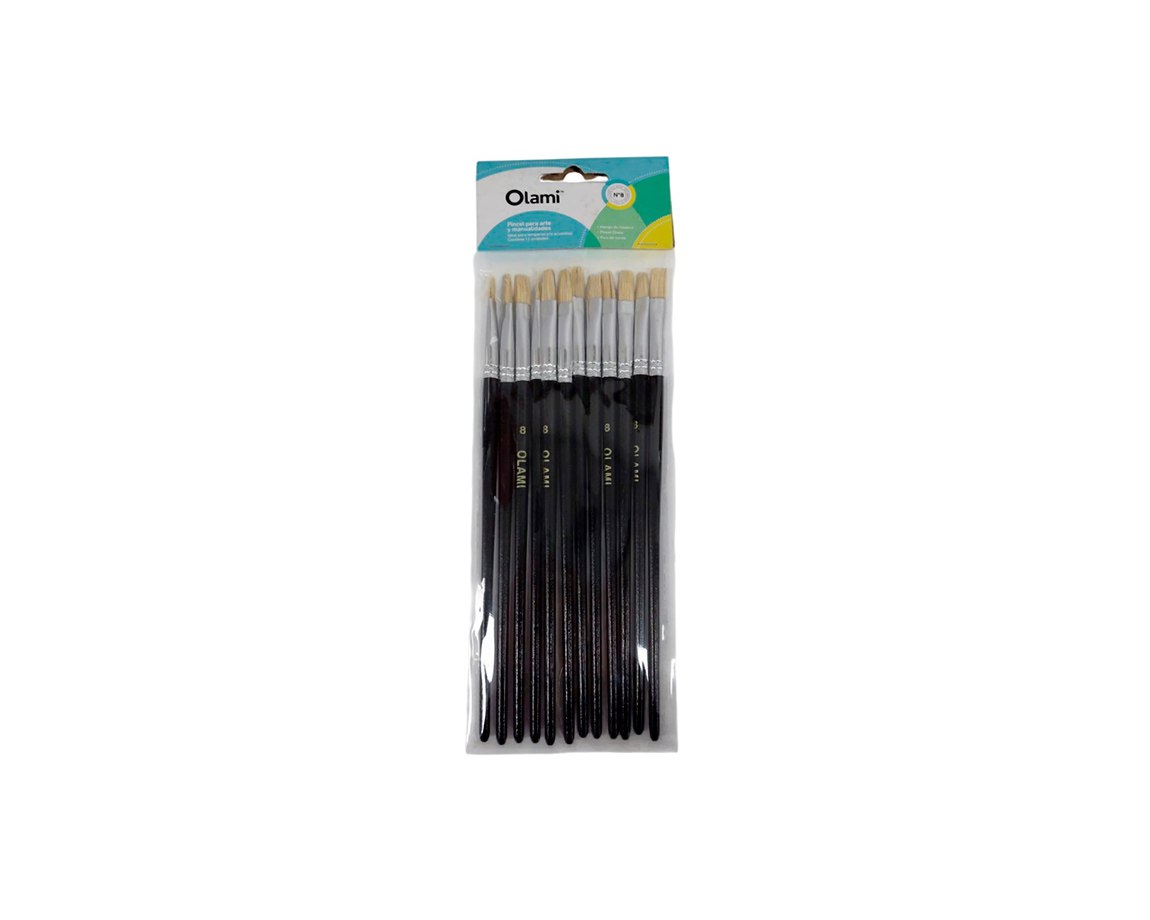 PINCEL OLAMI 577 Nro   8 x 12 U. PELO DE CERDA