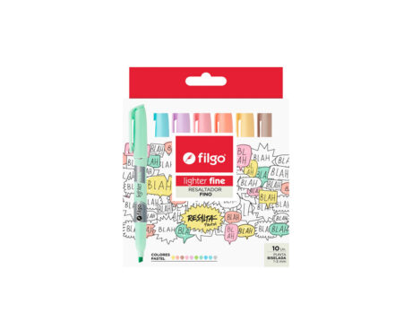 RESALTADOR FILGO FINO CLIP PASTEL x 10 U. SURTIDO