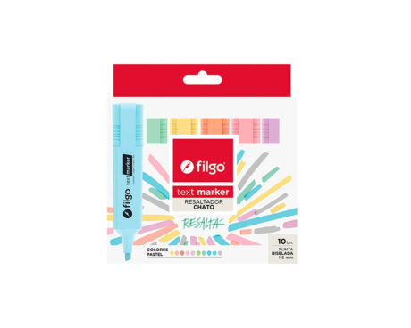 RESALTADOR FILGO CHATO PASTEL x 10 U. SURTIDO