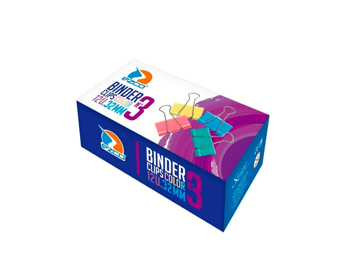 APRIETAPAPEL EZCO COLOR 32MM x 12 UNID.