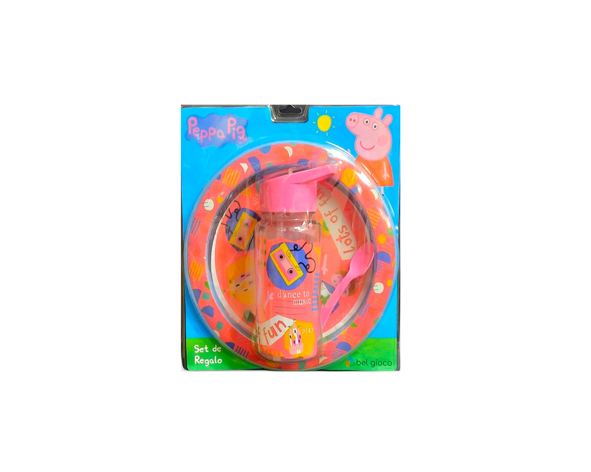 PLATO + BOTELLA STRAW TOP BEL GIOCO PEPPA PIG
