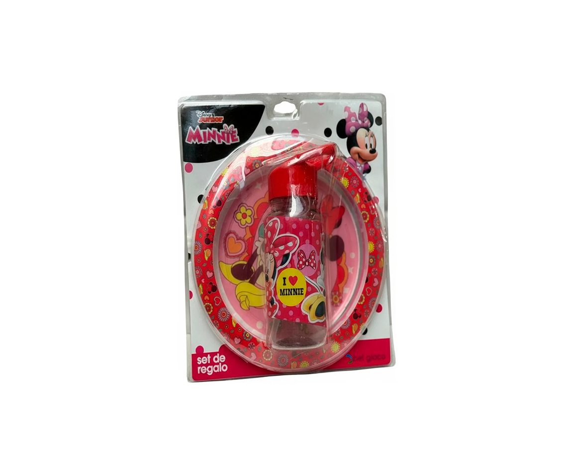 PLATO + BOTELLA FLIP TOP BEL GIOCO MINNIE