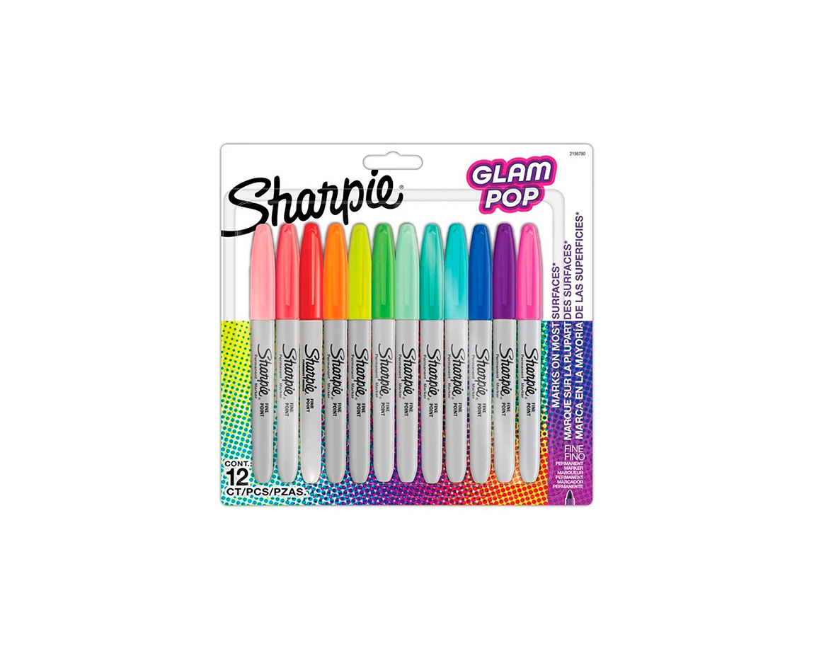 MARCADOR SHARPIE FINO GLAM POP x 12 U.  (2185226)