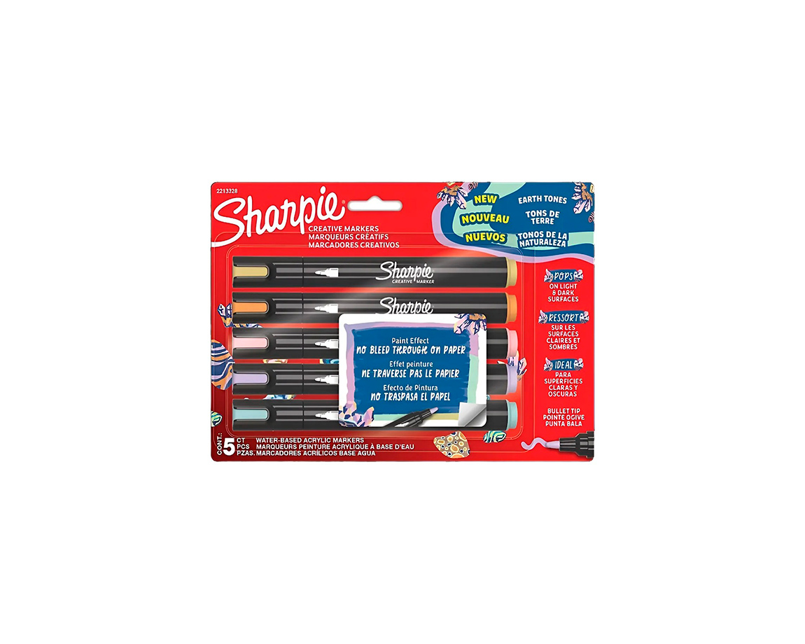 MARCADOR SHARPIE ACRILICOS x 5 U. TONOS NATURALEZA PASTEL  2213328