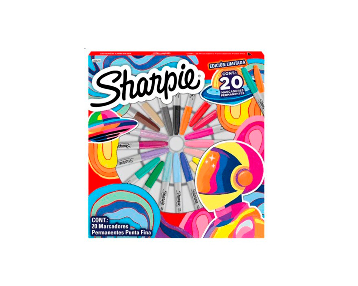 MARCADOR SHARPIE FINO 2226293 x 20 U. MINI PIZZA BOX (MINI HOLIDAYS)