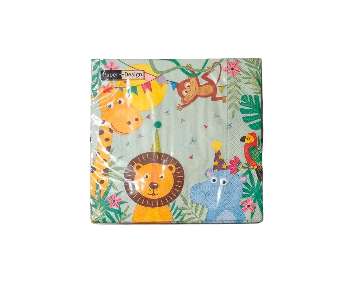 SERVILLETAS EQ DECOUPAGE 33x33CM x20 U. 7029/201878 ANIMALES CUMPLE