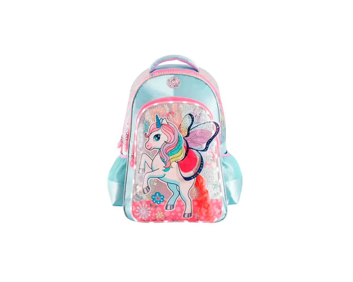 MOCHILAS FOOTY F6343 ESPALDA 18P UNICORN WINGS CELESTE