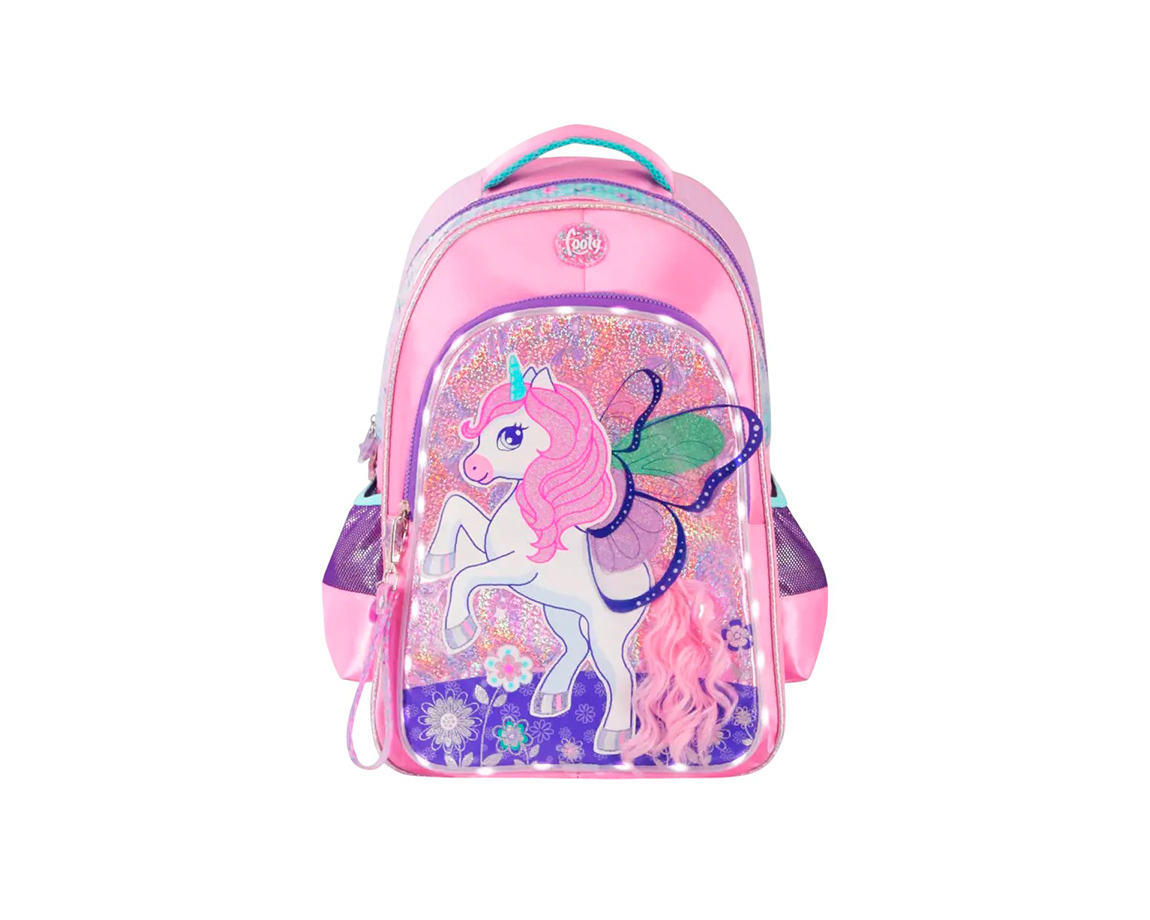 MOCHILAS FOOTY F6343 ESPALDA 18P UNICORN WINGS ROSA
