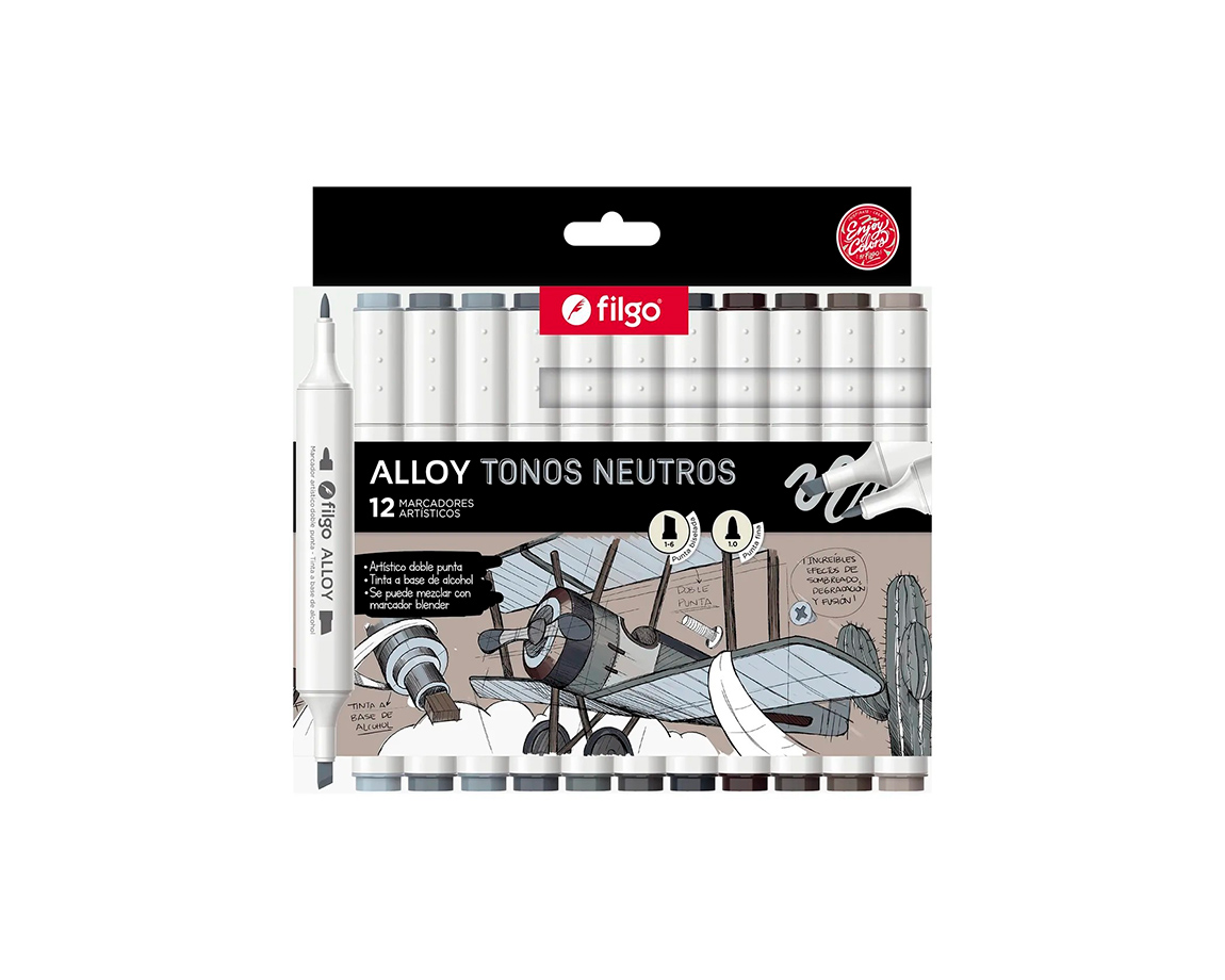 MARCADOR FILGO ALLOY NEUTROS x 12 UNID. (ALLYM-E12-GRIS)