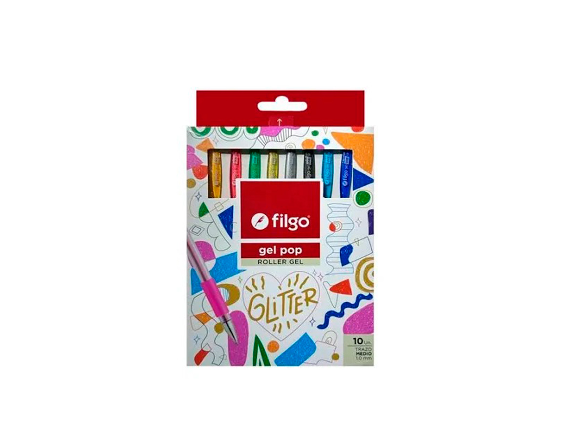 BOLIGRAFO FILGO GEL POP GLITTER x 10 U. SURTIDO (GP10-E10-GLI)