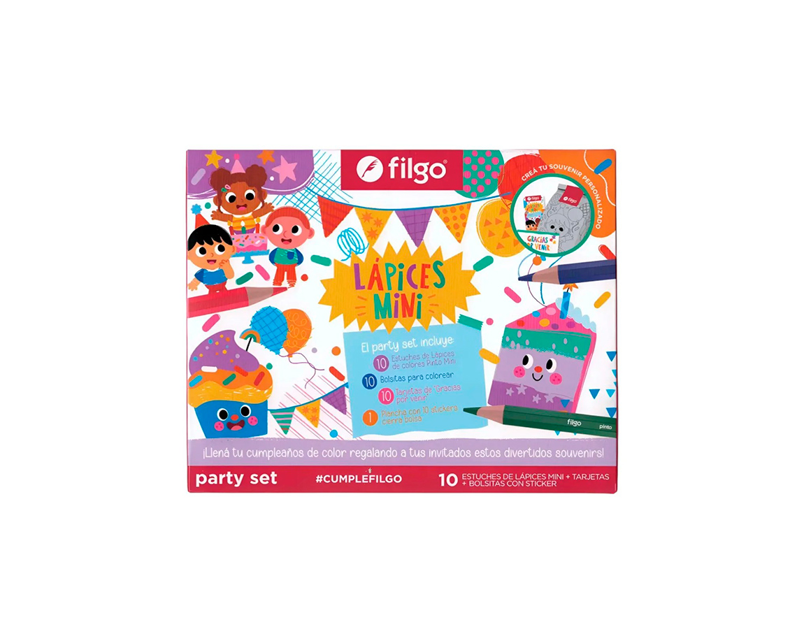 SET FILGO PARTY SET LAPICES MINI x6 -10 EST. LAPIC+10 ETI+1 TARJETA