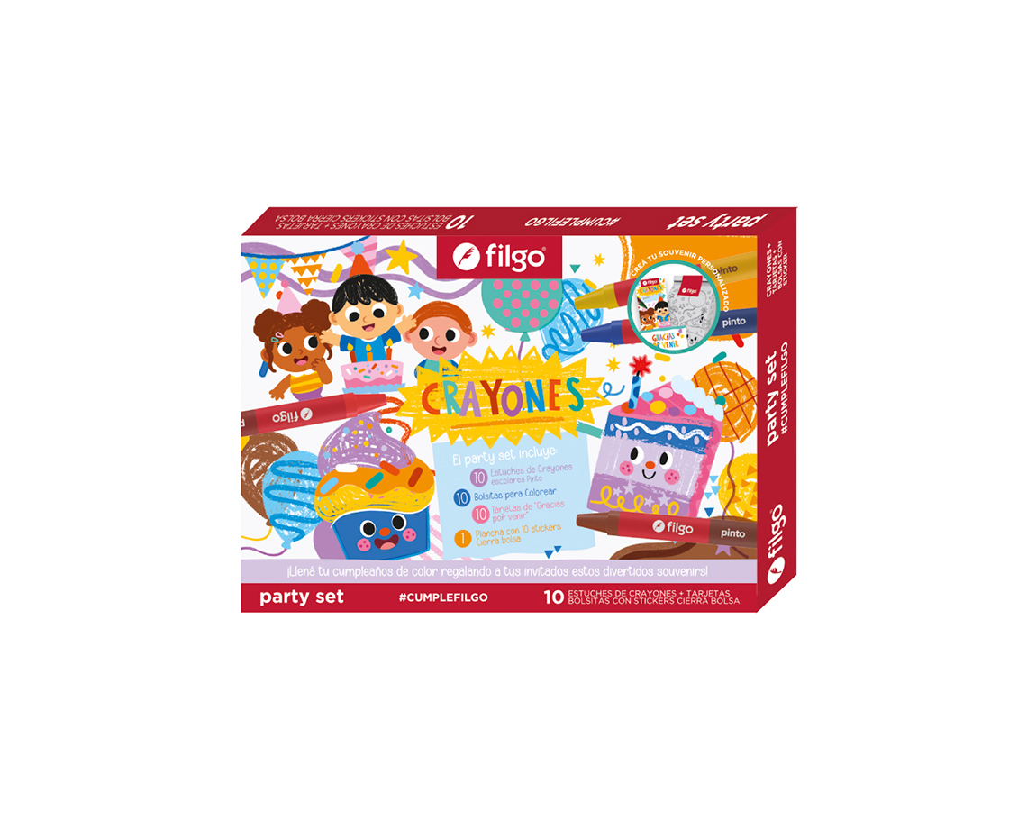 SET FILGO PARTY SET CRAYON x6 -10 EST. CERITAS+10 ETI+1 TARJETA