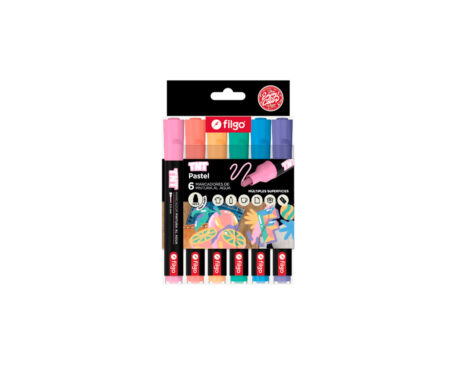 MARCADOR FILGO TNT x 6 U. PASTEL 3mm AL AGUA (TNTM30-E6PAS)