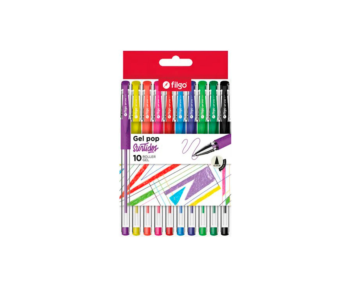 BOLIGRAFO FILGO GEL POP CLASICO x 10 U. SURTIDO (GP7-E10-SUR)