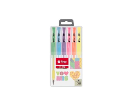 BOLIGRAFO FILGO GEL POP PASTEL x 6 U. SURTIDO (GP8-E6-PAS)