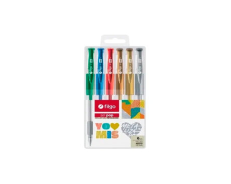 BOLIGRAFO FILGO GEL POP METAL x 6 U. SURTIDO (GP10-E6-MET)
