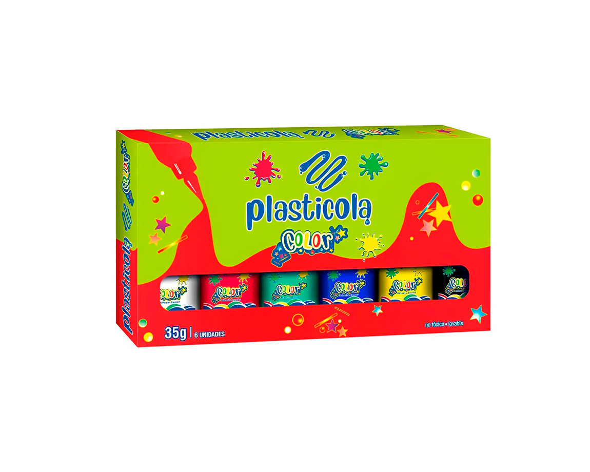 COLAS VINILICAS PLASTICOLA x 35 G. COLOR x 6 unid SURTIDOS