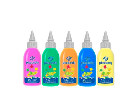 COLAS VINILICAS PLASTICOLA x35 G.FLUO SURTIDO x 6 unid.